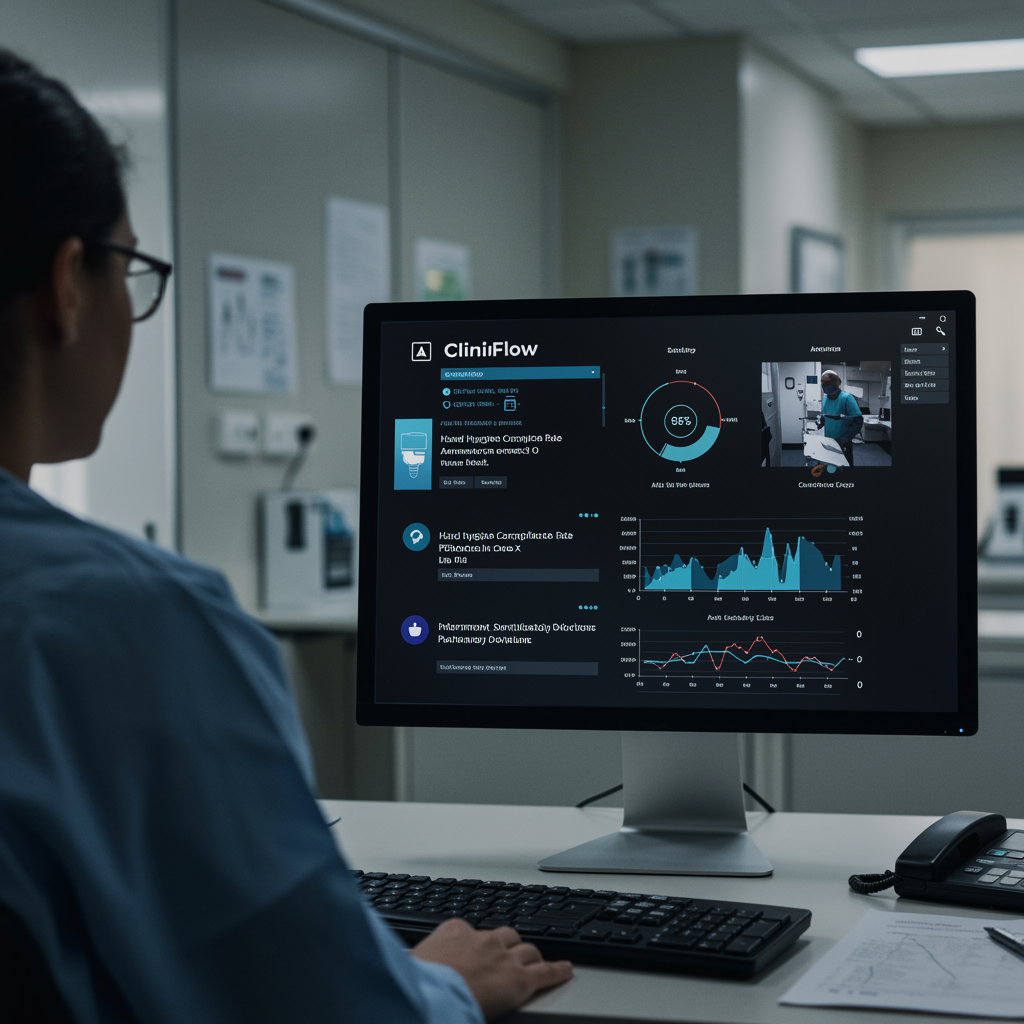 ClinicFlow AI dashboard showing compliance analytics
